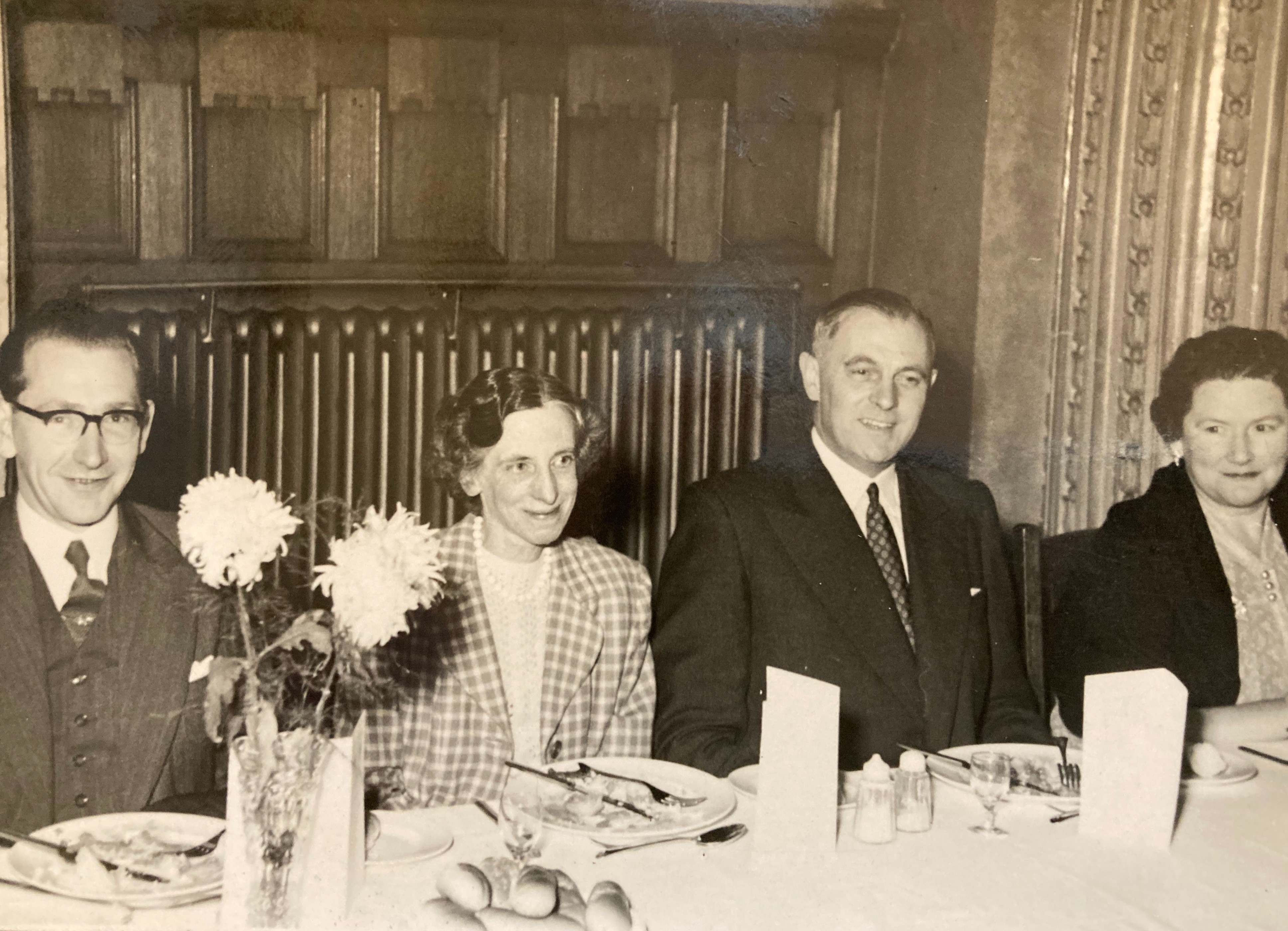 Eric and Mary Slater on the right at a dinner in 1955